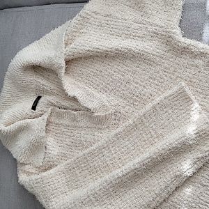 TEXTURED KNIT POLO COLLAR SWEATER size M beige/ cream